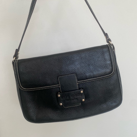 Kate Spade Black Leather Shoulder Baguette Bag - Picture 1 of 8